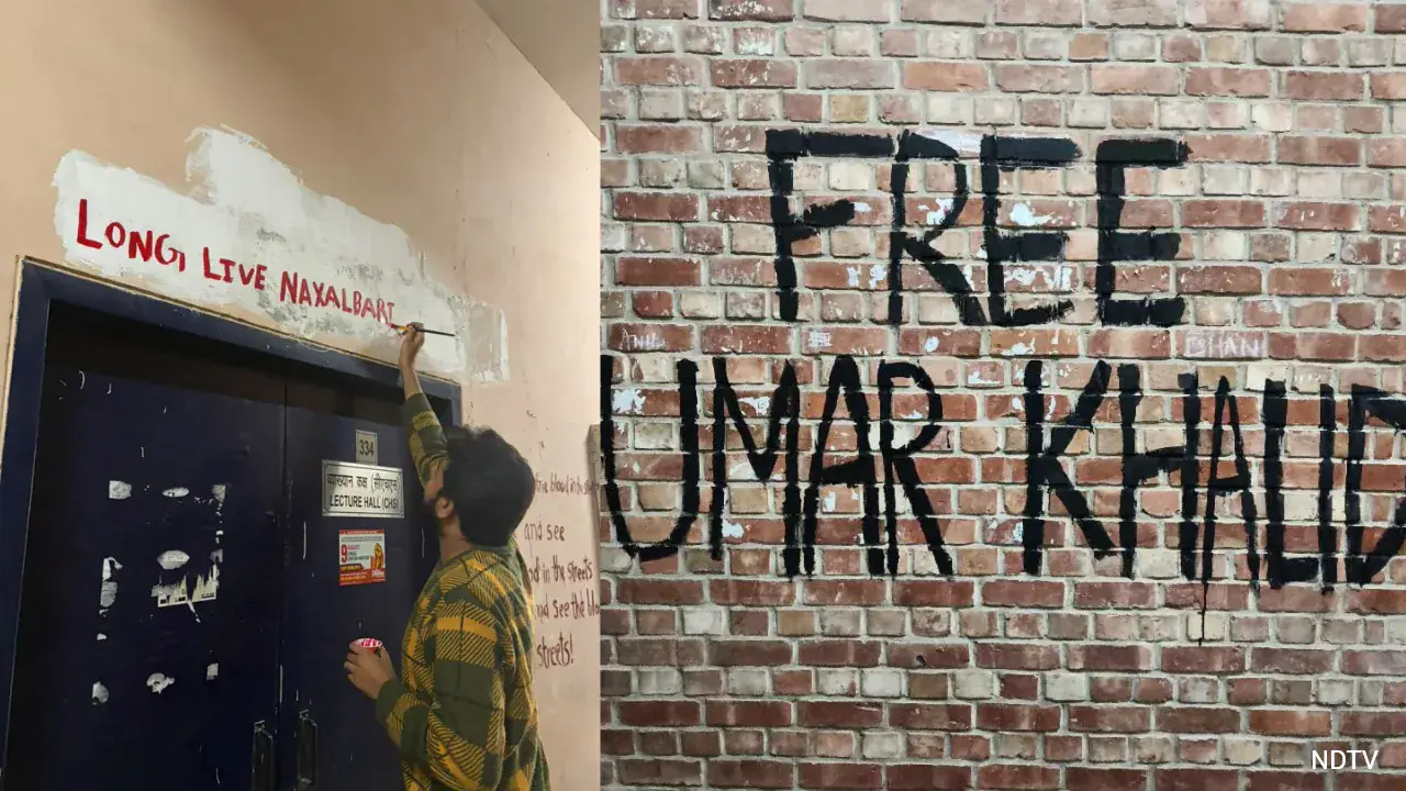 ABVP Alleges Naxalbari Slogans on JNU Walls Accuses AISA Neha Bora of Backing Umar Khalid