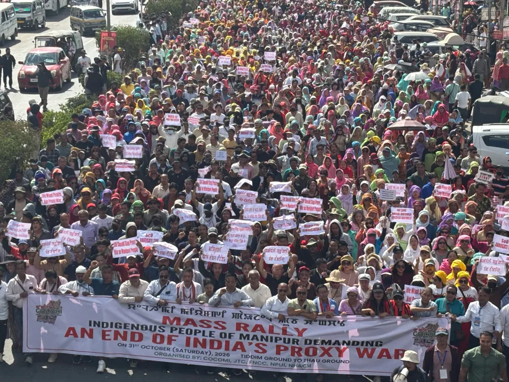 Manipur Indigenous Groups Stage Massive Protest in Imphal Demanding End to Prolonged Ethnic Conflict